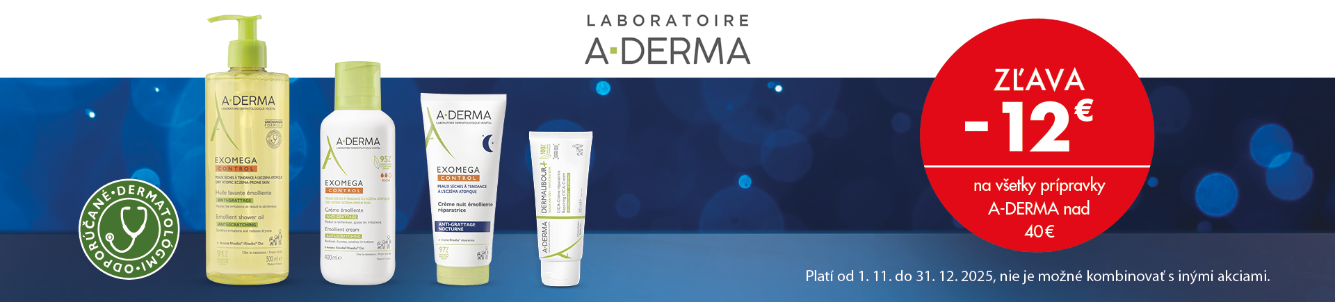 A-derma - zľava 12 € nad 40€